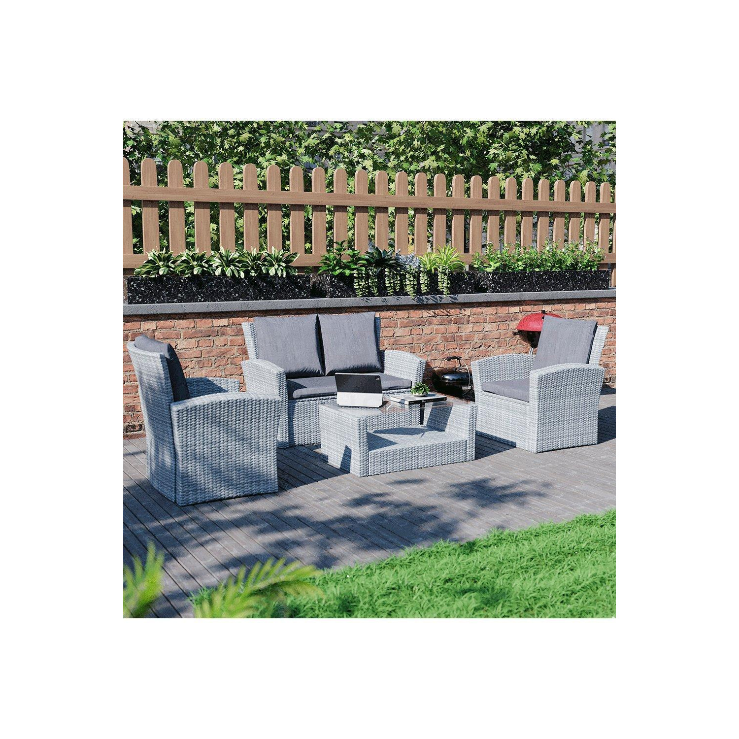 5 Pc Garden Vida Mylor 4 Seater Rattan Set Sofa Table Outdoor Garden Furniture - image 1