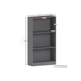 Vida Designs Cambridge 3 Tier Medium Bookcase 1080 x 600 x 240 mm - thumbnail 2