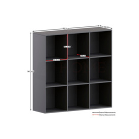 Vida Designs Durham 3x3 Cube Bookcase Storage Unit 965 x 965 x 290 mm - thumbnail 2