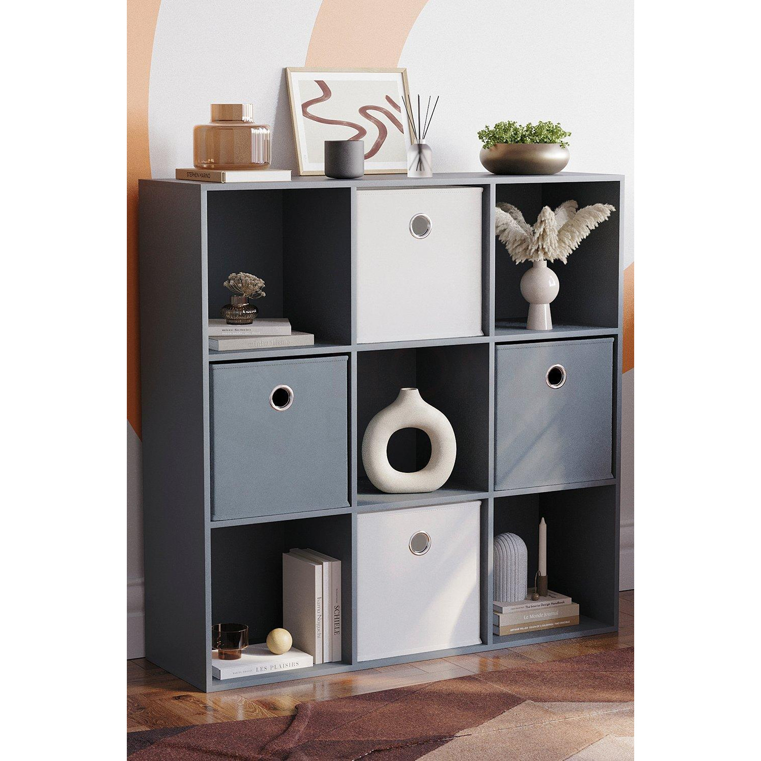 Vida Designs Durham 3x3 Cube Bookcase Storage Unit 965 x 965 x 290 mm - image 1