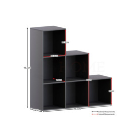 Vida Designs Durham 6 Cube Staircase Bookcase Storage Unit 965 x 965 x 290 mm - thumbnail 2