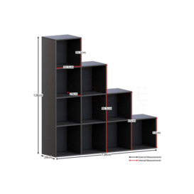 Vida Designs Durham 10 Cube Staircase Bookcase Storage Unit 1280 x 1280 x 290 mm - thumbnail 2