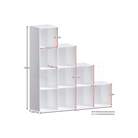 Vida Designs Durham 10 Cube Staircase Bookcase Storage Unit 1280 x 1280 x 290 mm - thumbnail 2
