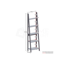 Vida Designs Bristol 5 Tier Step Ladder Bookcase Storage 1755 x 460 x 385 mm - thumbnail 2