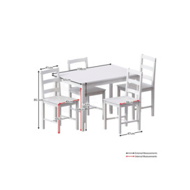 Vida Designs Yorkshire 4 Seater Dining Set Kitchen Furniture - thumbnail 2