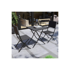 3 Pcs Garden Vida Capri 2 Seater Rattan Bistro Set Garden Furniture - 2 Chairs and Table