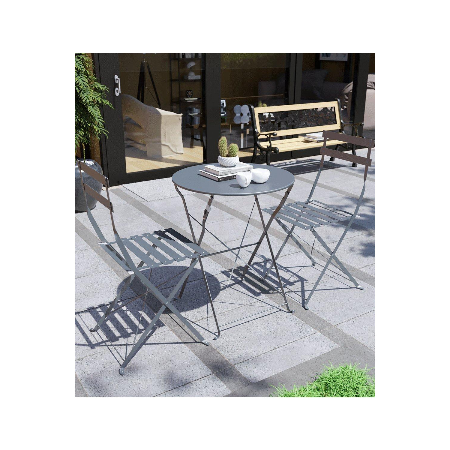 Garden Vida Porto 2 Seater Metal Bistro Set Garden Furniture - 2 Chairs and Table - image 1