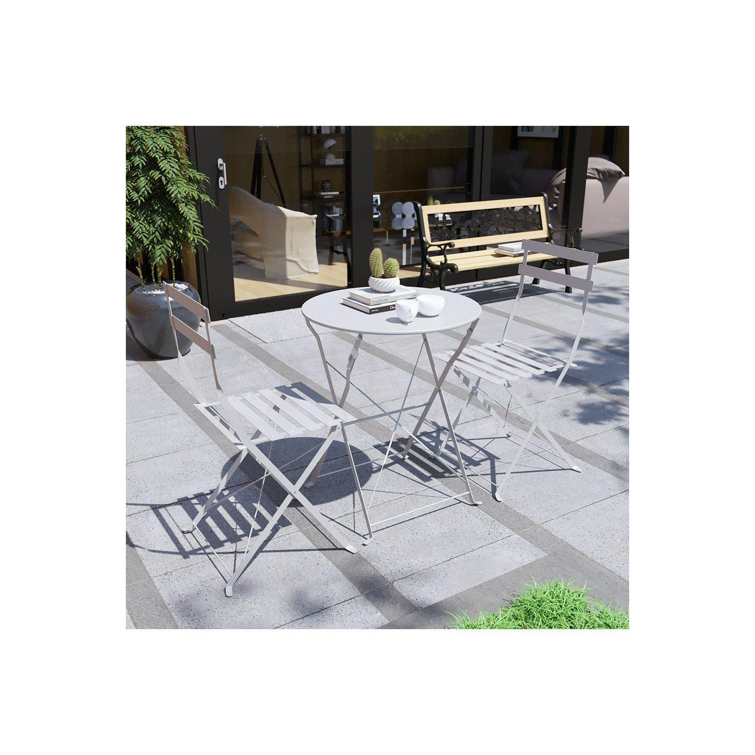 Garden Vida Porto 2 Seater Metal Bistro Set Garden Furniture - 2 Chairs and Table - image 1