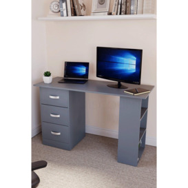 Vida Designs Mason 3 Drawer With 3 Shelves Computer Desk Storage Office Study Gaming Table