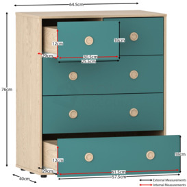 Junior Vida Neptune 3 Piece Bedroom Set Storage Furniture (Desk, Drawer Chest, Wardrobe) - thumbnail 3