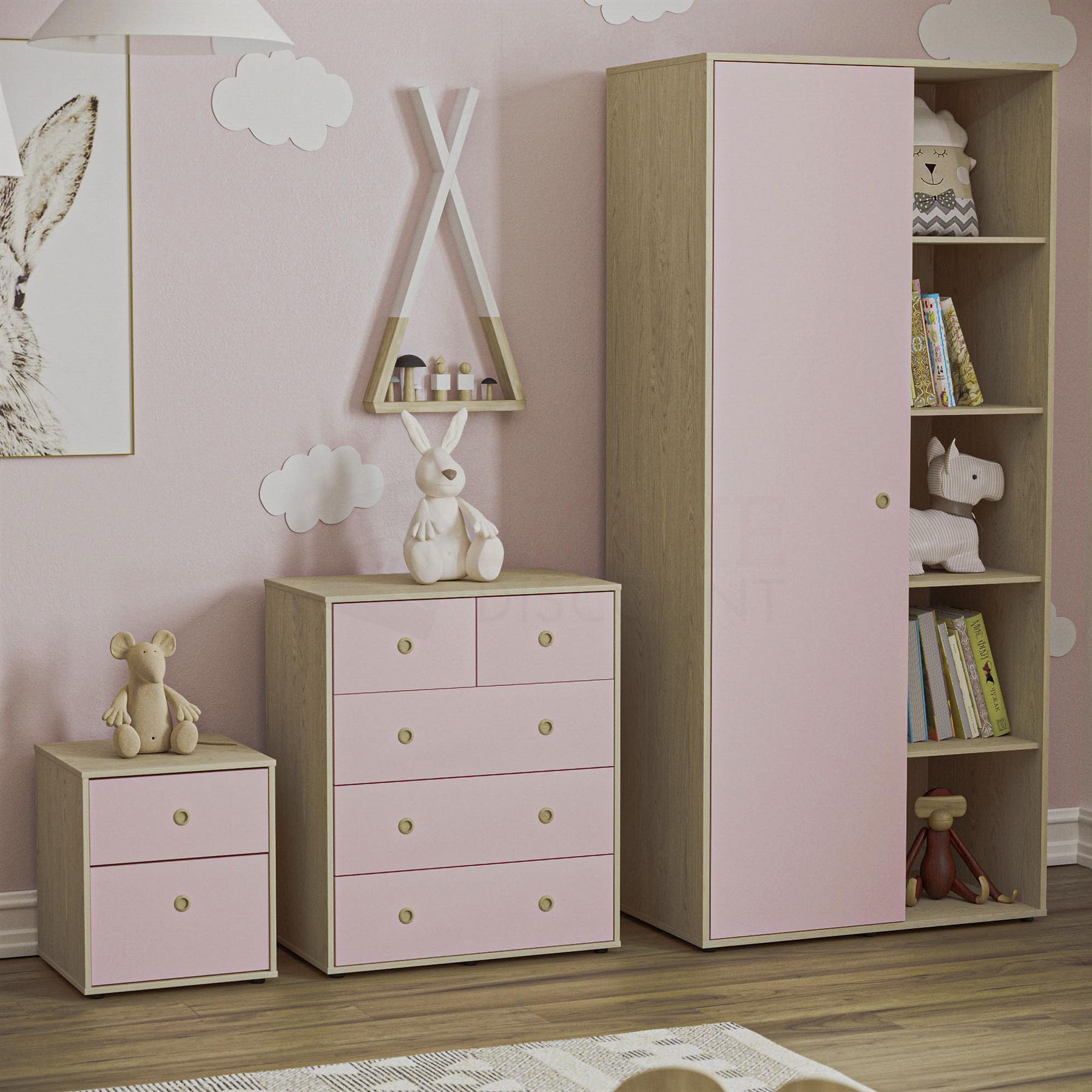 Junior Vida Neptune 3 Piece Bedroom Set Storage Furniture (Bedside Table, Drawer Chest, Wardrobe) - image 1