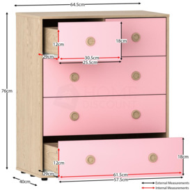 Junior Vida Neptune 3 Piece Bedroom Set Storage Furniture (Bedside Table, Drawer Chest, Wardrobe) - thumbnail 3