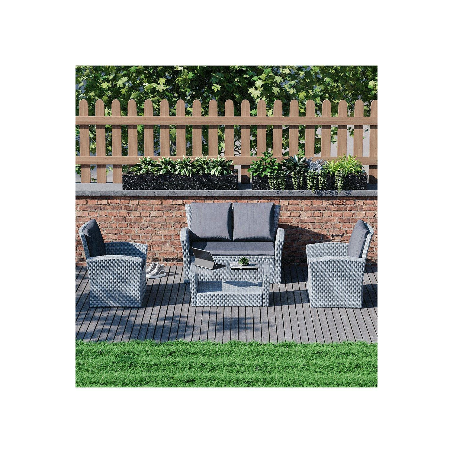 5 Pc and Cover - Garden Vida Mylor 4 Seater Rattan Set & Outdoor Patio Furniture Cover - image 1