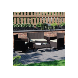 Garden Vida Kendal 4 Seater Rattan Set, Black & Outdoor Patio Furniture Cover