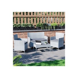 Garden Vida Kendal 4 Seater Rattan Set, Black & Outdoor Patio Furniture Cover - thumbnail 1