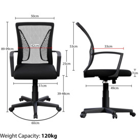 Vida Designs Airdrie Adjustable Office Mesh Chair Backrest Armrest Ergonomic - thumbnail 2
