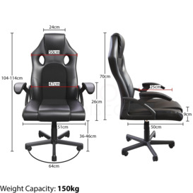 Vida Designs Coma Racing Gaming Office Chair Adjustable Faux Leather with Foam Padded Armrests and 360 Swivel - thumbnail 2