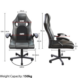 Vida Designs Coma Racing Gaming Office Chair Adjustable Faux Leather with Foam Padded Armrests and 360 Swivel - thumbnail 2