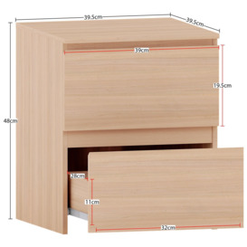 Vida Designs Denver 2 Drawer Large Bedside Chest Of Drawers Bedroom Furniture (480 x 395 x 395 mm) - thumbnail 2