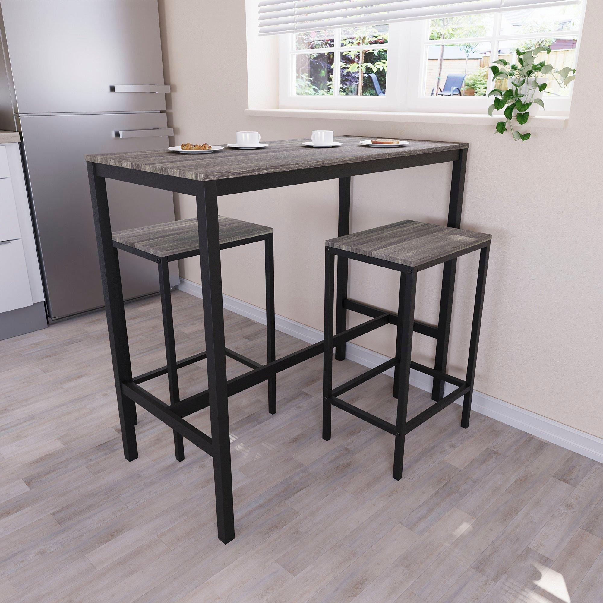 Vida Designs Roslyn 2 Seater Bar Table Set Stools Kitchen Dining Furniture Set Of 2 - image 1