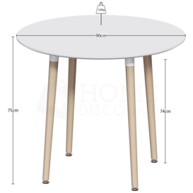Vida Designs Batley 4 Seater Round Dining Table MDF Solid Beech Wood Dining Kitchen Furniture - thumbnail 2