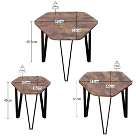 Vida Designs Brooklyn Nest of 3 Tables Set Of 3 MDF Living Room Coffee Side Table Furniture - thumbnail 2