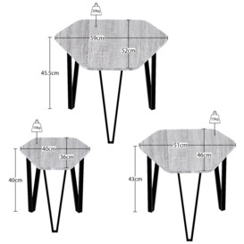 Vida Designs Brooklyn Nest of 3 Tables Set Of 3 MDF Living Room Coffee Side Table Furniture - thumbnail 2