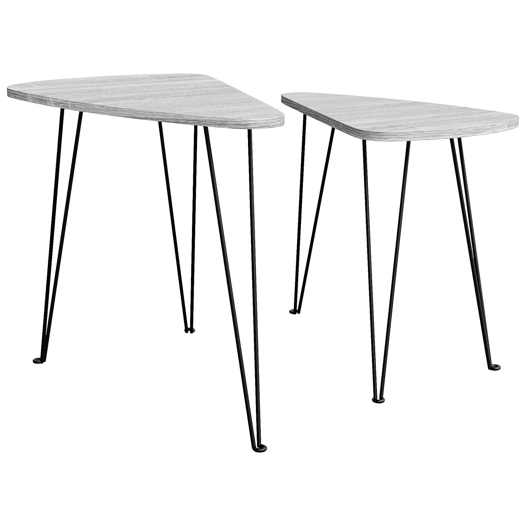 Vida Designs Brooklyn Nest of 2 Oval Tables Set Of 2 MDF Living Room Coffee Side Table Furniture - image 1