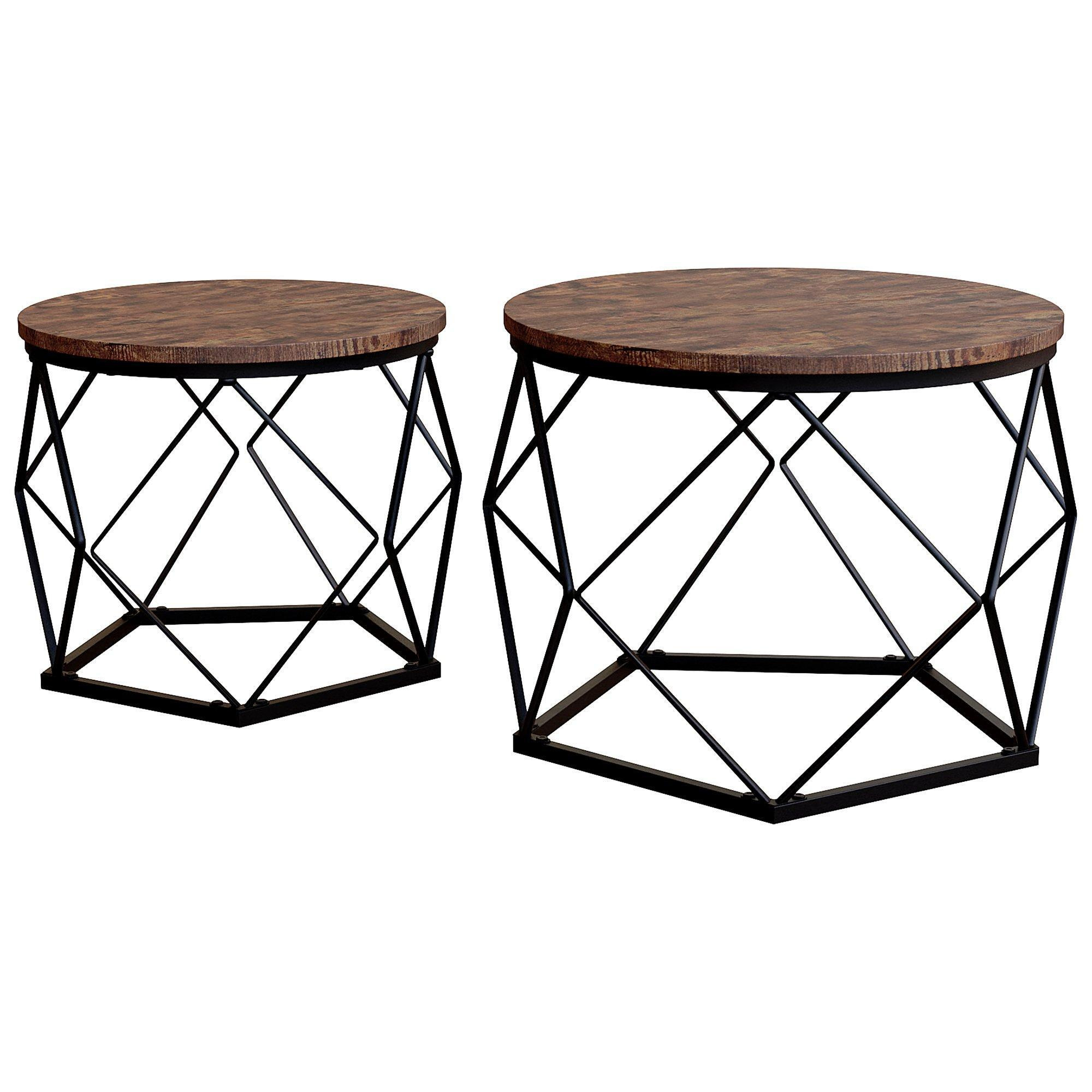 Vida Designs Brooklyn Nest of 2 Geometric Tables Coffee Table Living Room Furniture - image 1