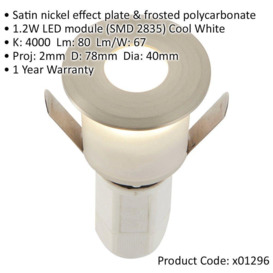 Recessed Decking IP67 Guide Light - 1.2W Cool White LED - Satin Nickel Plate - thumbnail 2