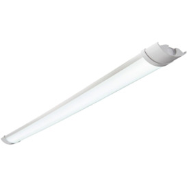 4ft IP65 Flush Batten Light - 18W Daylight White LED - Opal & Gloss White Pc - thumbnail 1