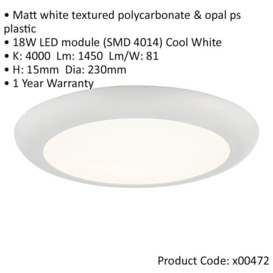 4 PACK Ultra Slim Recessed Ceiling Downlight - 18W Cool White LED - Matt White - thumbnail 2