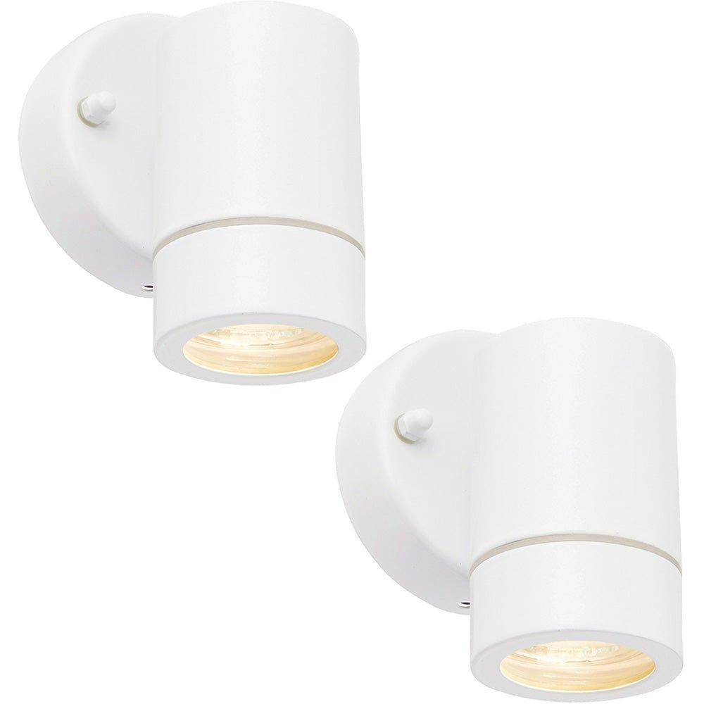 2 PACK Dimmable Outdoor IP44 Downlight - 7W GU10 LED - Gloss White & Glass - image 1