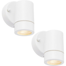 2 PACK Dimmable Outdoor IP44 Downlight - 7W GU10 LED - Gloss White & Glass