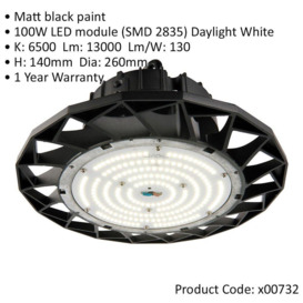 4 PACK High Bay Emergency Pendant Light 100W Daylight White LED - Matt Black - thumbnail 2