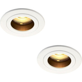 2 PACK Anti-Glare Recessed Ceiling Downlight - 50W GU10 Reflector - Matt White - thumbnail 1