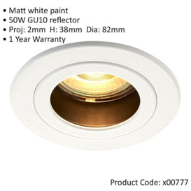 2 PACK Anti-Glare Recessed Ceiling Downlight - 50W GU10 Reflector - Matt White - thumbnail 2