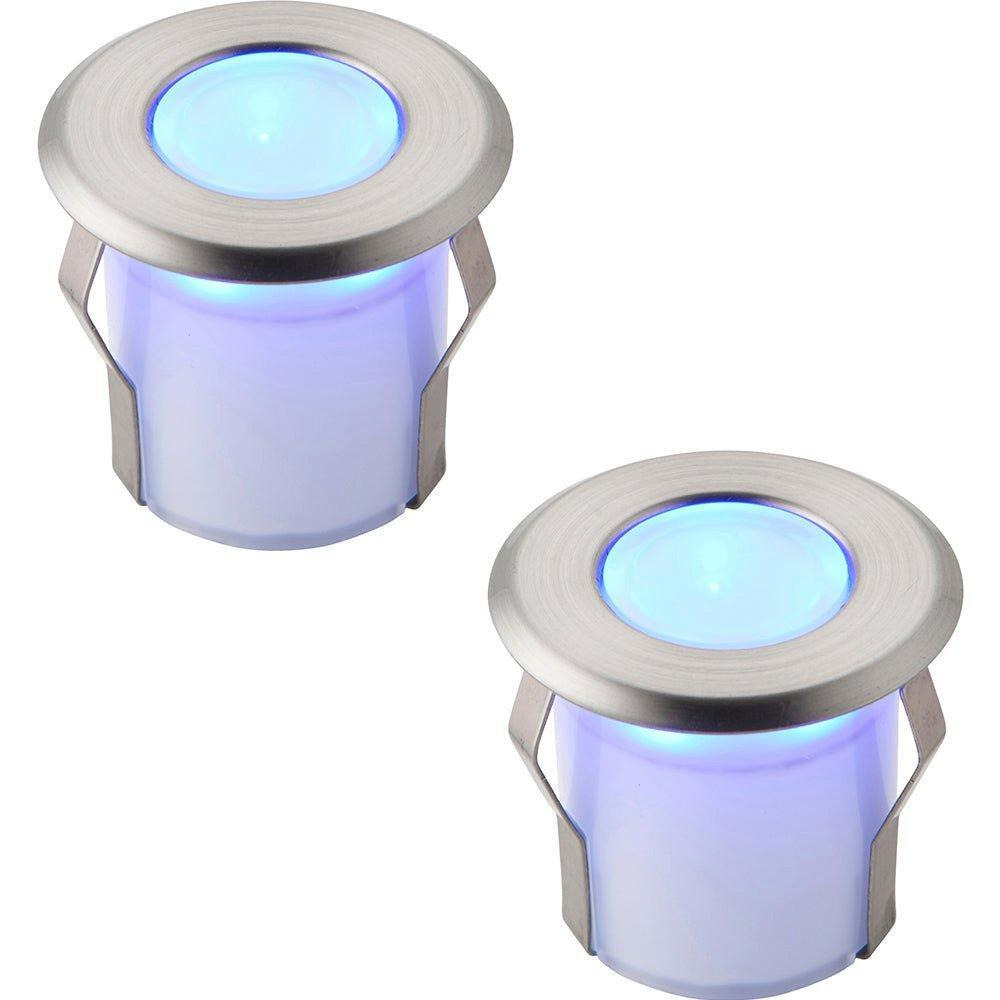 2 PACK Recessed Decking IP67 Guide Light - 0.8W Blue LED - Stainless Steel - image 1