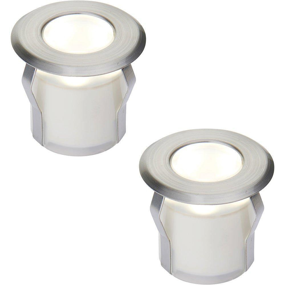 2 PACK Recessed Decking IP67 Guide Light - 0.8W Cool White LED - Stainless Steel - image 1