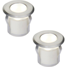 2 PACK Recessed Decking IP67 Guide Light - 0.8W Cool White LED - Stainless Steel - thumbnail 1