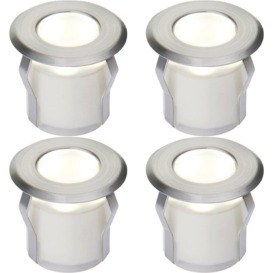 4 PACK Recessed Decking IP67 Guide Light - 0.8W Cool White LED - Stainless Steel