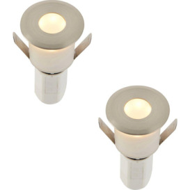 2 PACK Recessed Decking IP67 Guide Light - 1.2W Warm White LED - Satin Nickel - thumbnail 1