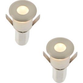 2 PACK Recessed Decking IP67 Guide Light - 1.2W Warm White LED - Satin Nickel