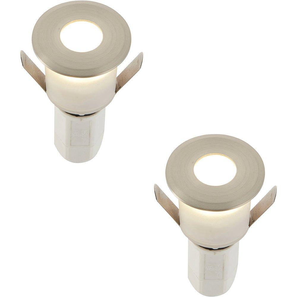2 PACK Recessed Decking IP67 Guide Light - 1.2W Cool White LED - Satin Nickel - image 1
