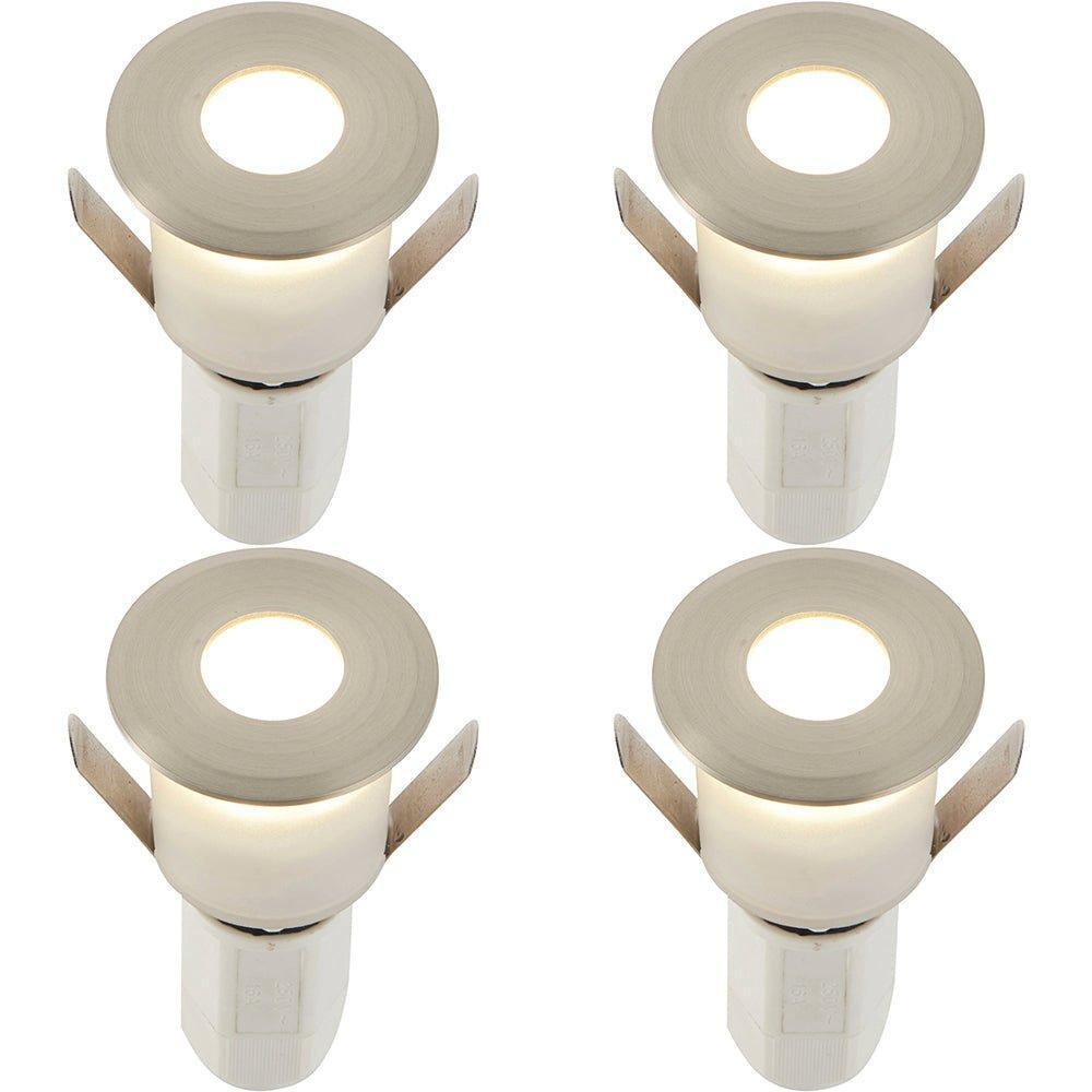 4 PACK Recessed Decking IP67 Guide Light - 1.2W Cool White LED - Satin Nickel - image 1