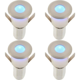 4 PACK Recessed Decking IP67 Guide Light - 1.2W Blue Light LED - Satin Nickel - thumbnail 1