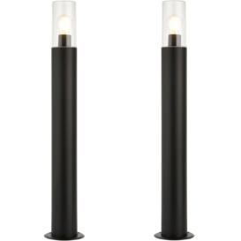 2 PACK Outdoor Bollard Post Light - 15W E27 LED - 800mm Height - Stainless Steel - thumbnail 1