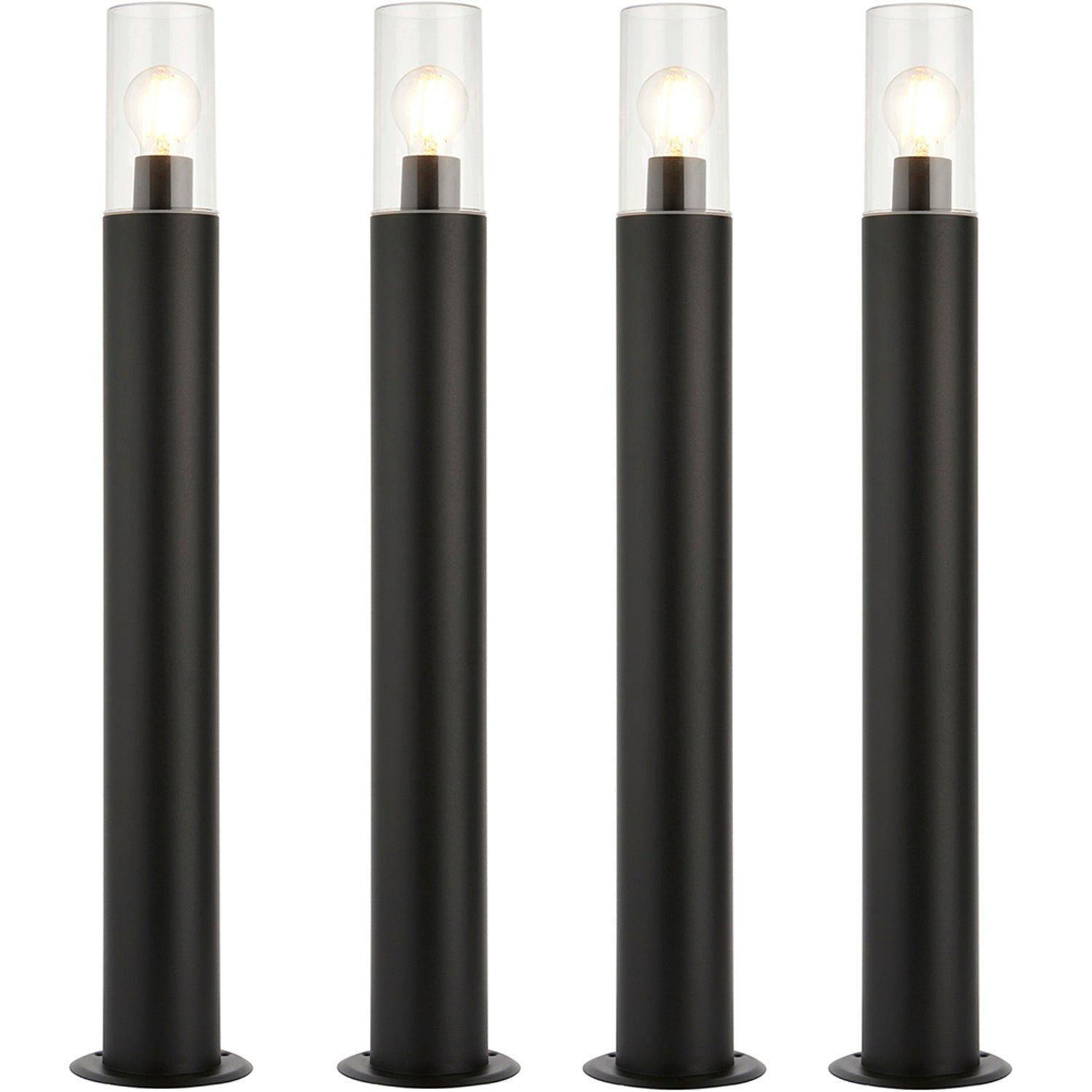 4 PACK Outdoor Bollard Post Light - 15W E27 LED - 800mm Height - Stainless Steel - image 1