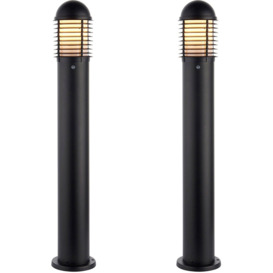 2 PACK Outdoor Bollard Post Light - 60W E27 GLS - 1000mm Height - Matt Black - thumbnail 1