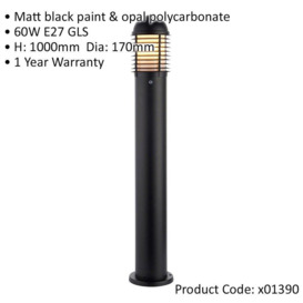 2 PACK Outdoor Bollard Post Light - 60W E27 GLS - 1000mm Height - Matt Black - thumbnail 2